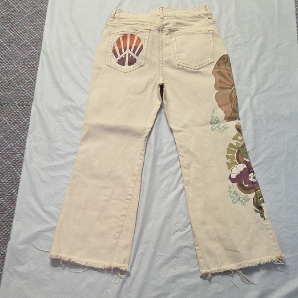 We The Free Cream Wide-Leg Jeans with Floral Side Art - Picture 7 of 10